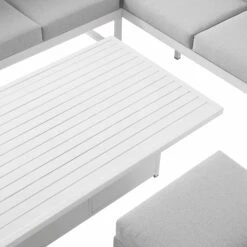 Albany White Aluminium Large Corner Dining Set with Adjustable Rising Table & Grey Cushions -Daals Store OD DINE 1045 WHITE detail2