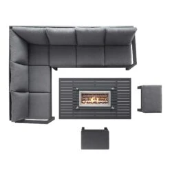 Albany Aluminium Large Corner Casual Dining Set With Firepit Table, Grey 24 Albany Aluminium Large Corner Casual Dining Set With Firepit Table, Grey -Daals Store OD DINE 1046 GREY WB2