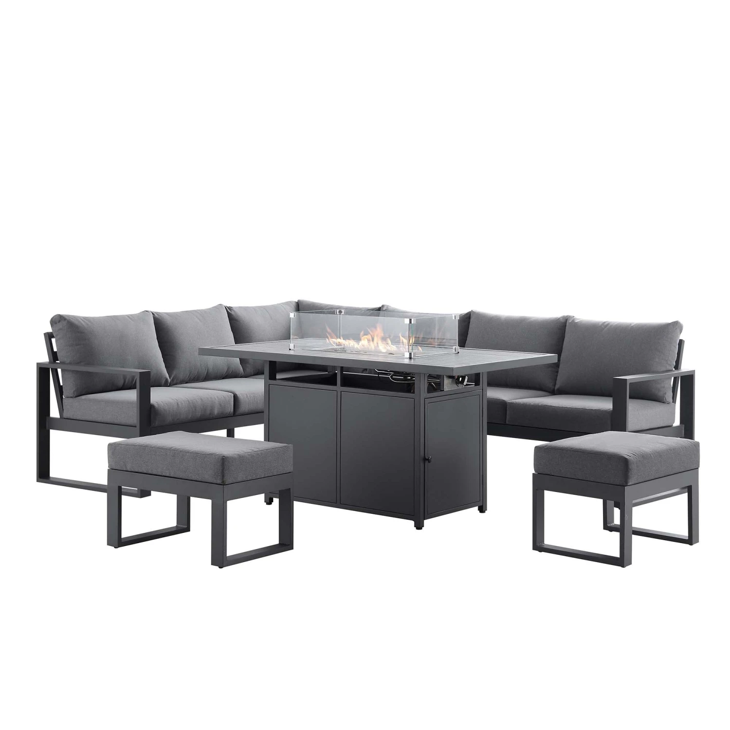 Albany Aluminium Large Corner Casual Dining Set With Firepit Table, Grey 8 Albany Aluminium Large Corner Casual Dining Set With Firepit Table, Grey - Image 8