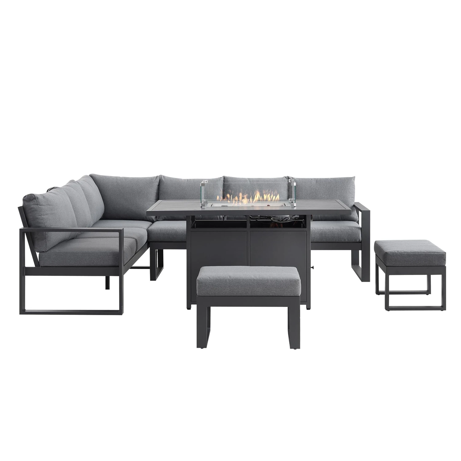 Albany Aluminium Large Corner Casual Dining Set With Firepit Table, Grey 9 Albany Aluminium Large Corner Casual Dining Set With Firepit Table, Grey - Image 9
