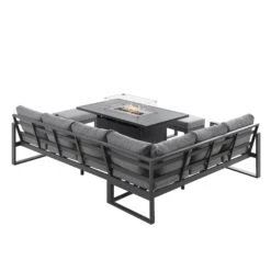 Albany Aluminium Large Corner Casual Dining Set With Firepit Table, Grey 28 Albany Aluminium Large Corner Casual Dining Set With Firepit Table, Grey -Daals Store OD DINE 1046 GREY WB5