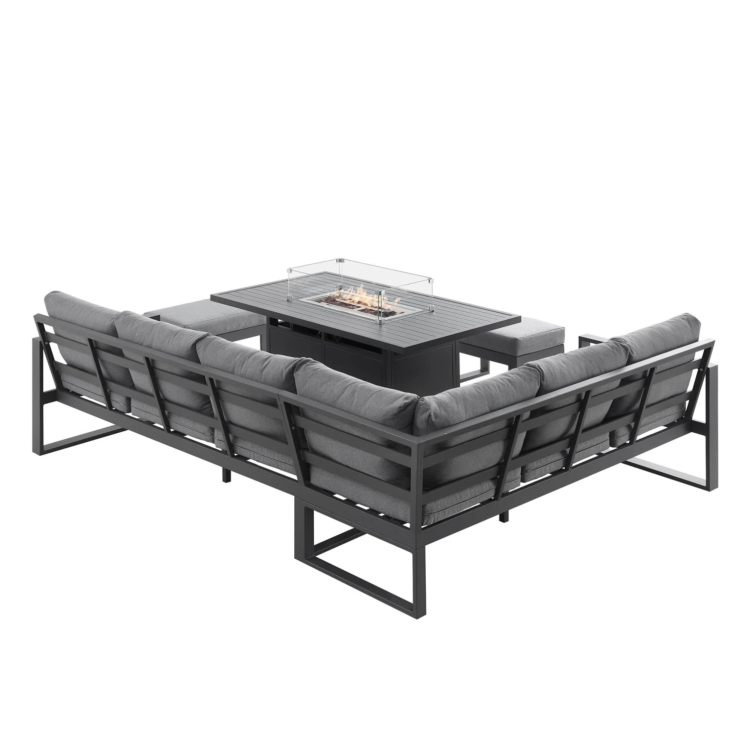 Albany Aluminium Large Corner Casual Dining Set With Firepit Table, Grey 10 Albany Aluminium Large Corner Casual Dining Set With Firepit Table, Grey - Image 10