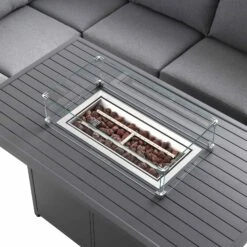 Albany Aluminium Large Corner Casual Dining Set With Firepit Table, Grey 32 Albany Aluminium Large Corner Casual Dining Set With Firepit Table, Grey -Daals Store OD DINE 1046 GREY detail4