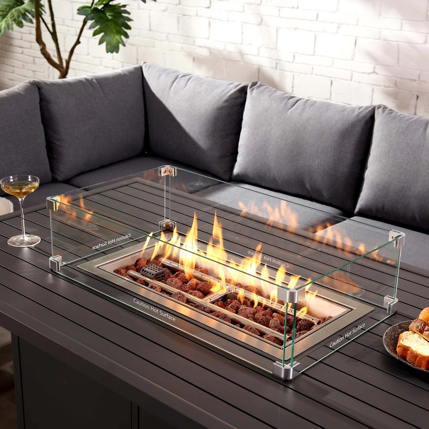 Albany Aluminium Large Corner Casual Dining Set With Firepit Table, Grey 3 Albany Aluminium Large Corner Casual Dining Set With Firepit Table, Grey - Image 3