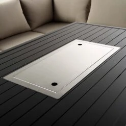 Albany Large Corner Aluminium Dining Set with Firepit Table – Taupe & Matte Black Garden Lounge Set -Daals Store OD DINE 1046 TAUPE detail4