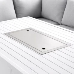 Albany Aluminium Large Corner Casual Dining Set With Firepit Table, White -Daals Store OD DINE 1046 WHITE detail4