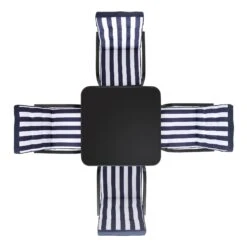 Champneys 4-Seater Steel And Fabric Outdoor Patio Dining Set With Parasol, Navy Blue -Daals Store OD DINE 1048 BLUE WB2