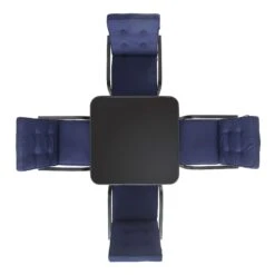 Champneys 4-Seater Steel And Fabric Outdoor Patio Dining Set With Parasol, Navy Blue -Daals Store OD DINE 1048 BLUE WB3