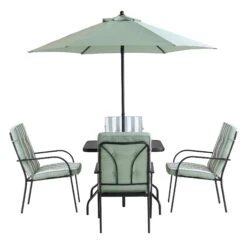 Champneys 4-Seater Steel And Fabric Outdoor Patio Dining Set With Parasol, Sage Green 23 Champneys 4-Seater Steel And Fabric Outdoor Patio Dining Set With Parasol, Sage Green -Daals Store OD DINE 1048 SAGE WB5