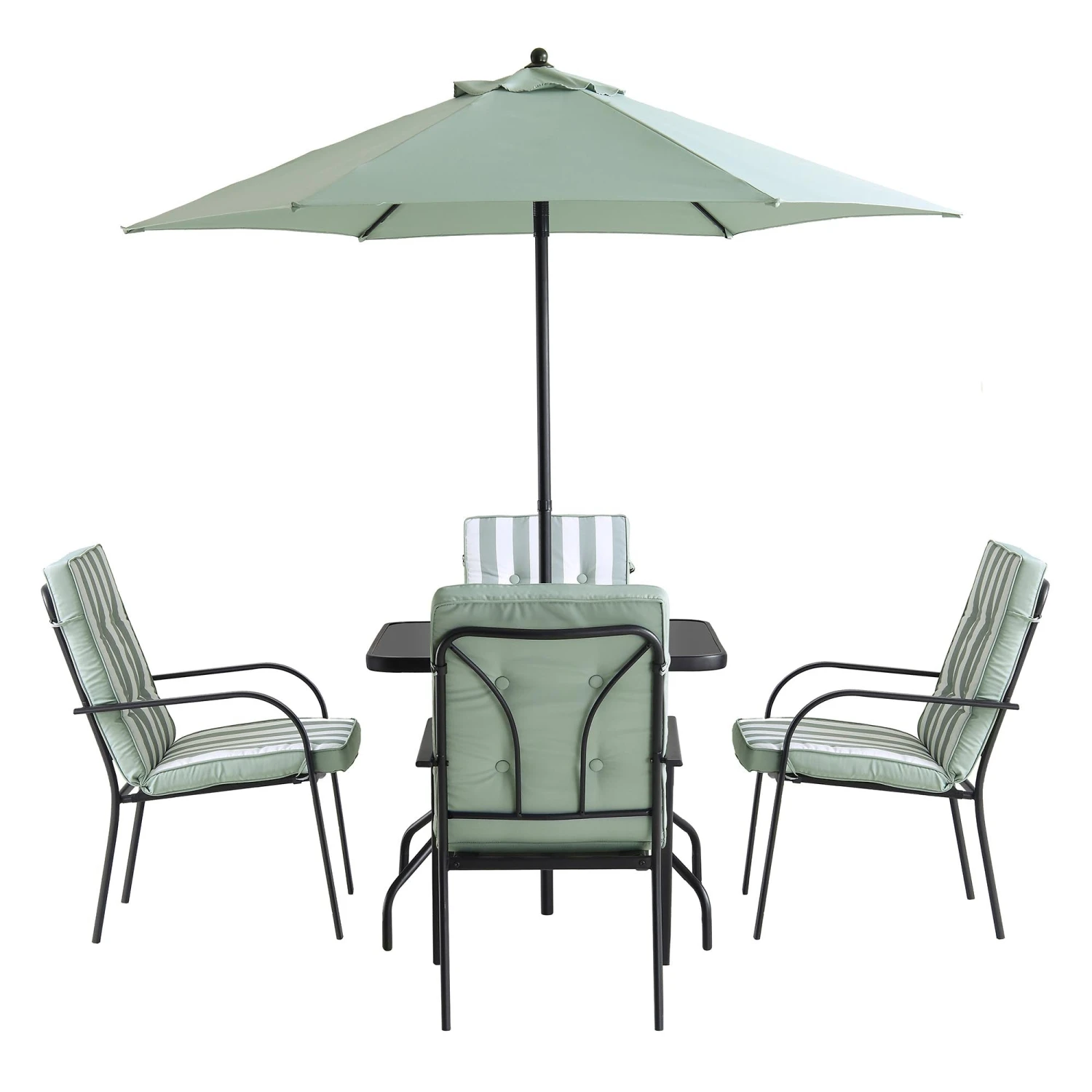 Champneys 4-Seater Steel And Fabric Outdoor Patio Dining Set With Parasol, Sage Green 10 Champneys 4-Seater Steel And Fabric Outdoor Patio Dining Set With Parasol, Sage Green - Image 10