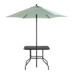 Champneys 4-Seater Steel And Fabric Outdoor Patio Dining Set With Parasol, Sage Green 24 Champneys 4-Seater Steel And Fabric Outdoor Patio Dining Set With Parasol, Sage Green -Daals Store OD DINE 1048 SAGE WB6
