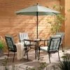 Champneys 4-Seater Steel And Fabric Outdoor Patio Dining Set With Parasol, Sage Green