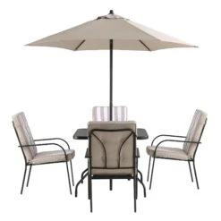 Champneys 4 Seater Steel And Fabric Outdoor Patio Dining Set With Parasol, Taupe 21 Champneys 4 Seater Steel And Fabric Outdoor Patio Dining Set With Parasol, Taupe -Daals Store OD DINE 1048 TAUPE WB4