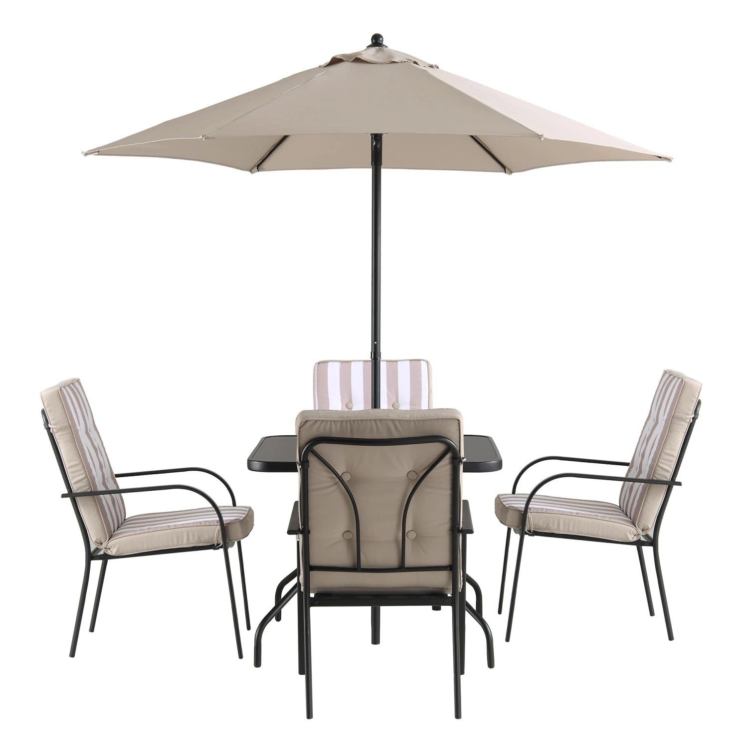 Champneys 4 Seater Steel And Fabric Outdoor Patio Dining Set With Parasol, Taupe 9 Champneys 4 Seater Steel And Fabric Outdoor Patio Dining Set With Parasol, Taupe - Image 9