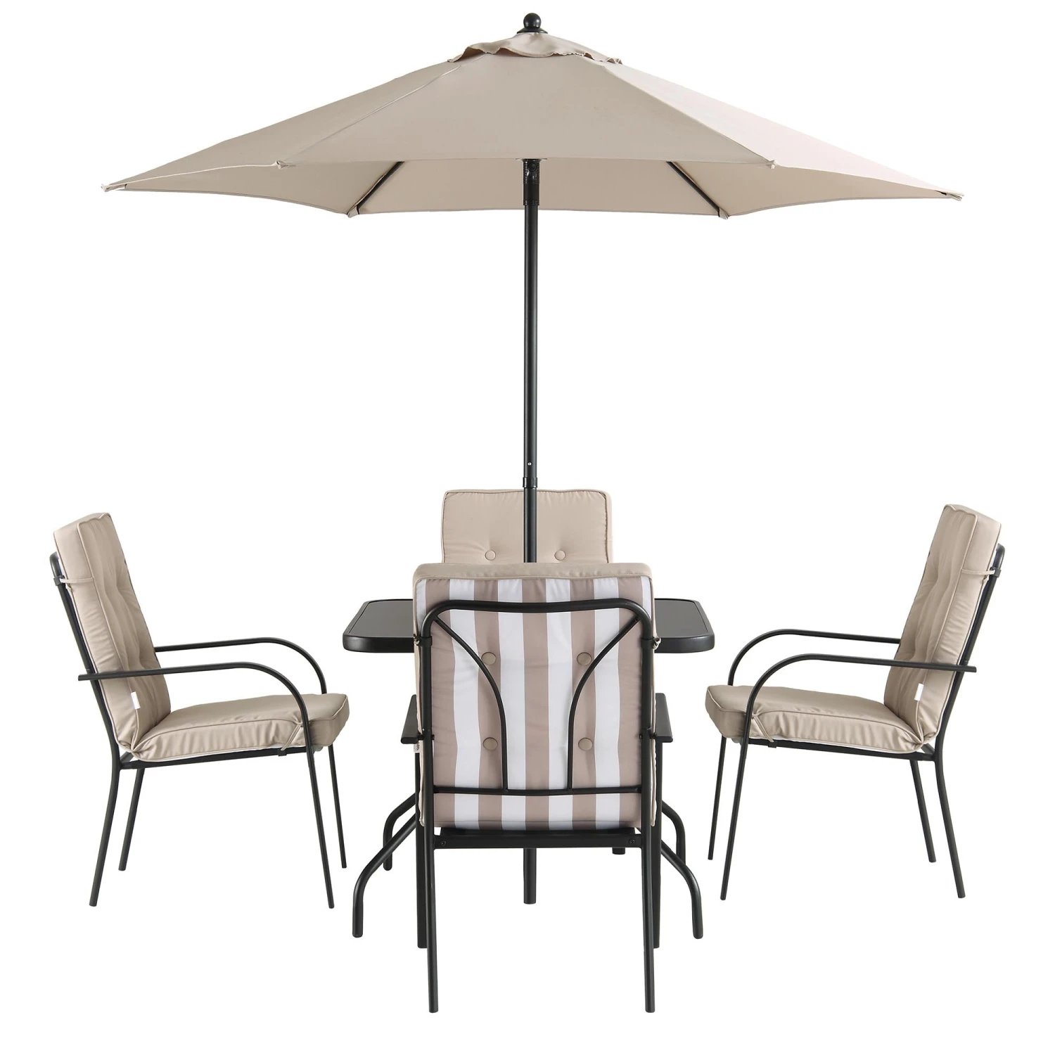 Champneys 4 Seater Steel And Fabric Outdoor Patio Dining Set With Parasol, Taupe 10 Champneys 4 Seater Steel And Fabric Outdoor Patio Dining Set With Parasol, Taupe - Image 10