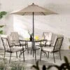 Champneys 4 Seater Steel And Fabric Outdoor Patio Dining Set With Parasol, Taupe 24 Champneys 4 Seater Steel And Fabric Outdoor Patio Dining Set With Parasol, Taupe -Daals Store OD DINE 1048 TAUPE main