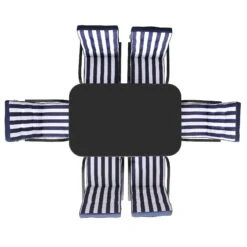 Champneys 6-Seater Steel And Fabric Outdoor Patio Dining Set With Crank Parasol, Blue 22 Champneys 6-Seater Steel And Fabric Outdoor Patio Dining Set With Crank Parasol, Blue -Daals Store OD DINE 1049 BLUE WB3