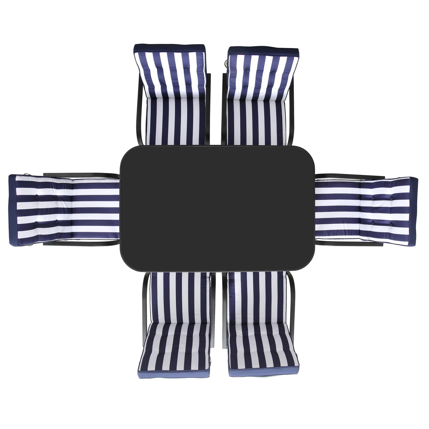 Champneys 6-Seater Steel And Fabric Outdoor Patio Dining Set With Crank Parasol, Blue 8 Champneys 6-Seater Steel And Fabric Outdoor Patio Dining Set With Crank Parasol, Blue - Image 8