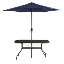 Champneys 6-Seater Steel And Fabric Outdoor Patio Dining Set With Crank Parasol, Blue 24 Champneys 6-Seater Steel And Fabric Outdoor Patio Dining Set With Crank Parasol, Blue -Daals Store OD DINE 1049 BLUE WB5
