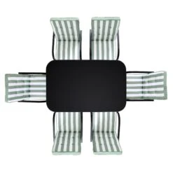 Champneys 6-Seater Steel And Fabric Outdoor Patio Dining Set With Crank Parasol, Sage Green -Daals Store OD DINE 1049 SAGE WB2