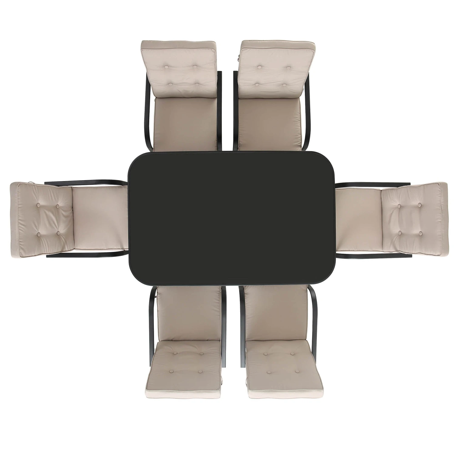 Champneys 6-Seater Steel And Fabric Outdoor Patio Dining Set With Crank Parasol, Taupe 9 Champneys 6-Seater Steel And Fabric Outdoor Patio Dining Set With Crank Parasol, Taupe - Image 9