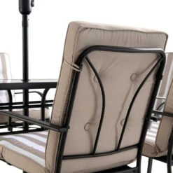 Champneys 6-Seater Steel And Fabric Outdoor Patio Dining Set With Crank Parasol, Taupe 26 Champneys 6-Seater Steel And Fabric Outdoor Patio Dining Set With Crank Parasol, Taupe -Daals Store OD DINE 1049 TAUPE detail2