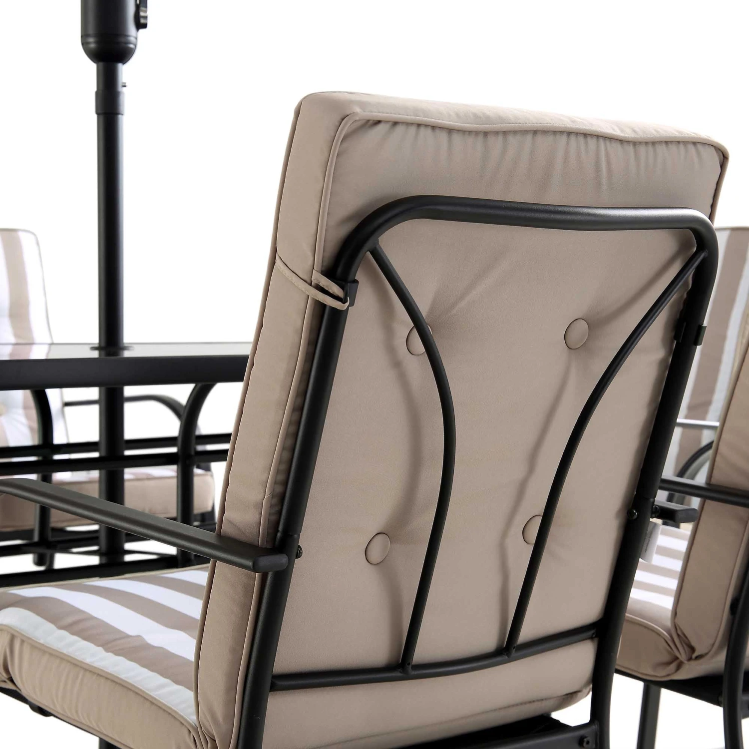 Champneys 6-Seater Steel And Fabric Outdoor Patio Dining Set With Crank Parasol, Taupe 13 Champneys 6-Seater Steel And Fabric Outdoor Patio Dining Set With Crank Parasol, Taupe - Image 13