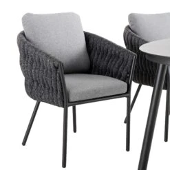 Montebello Black Rope & Aluminium 6-Seater Outdoor Dining Set – Grey Marble Ceramic Oval Table -Daals Store OD DINE 1072 BLACK detail1