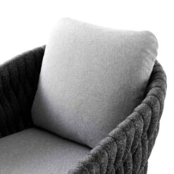 Montebello Black Rope & Aluminium 6-Seater Outdoor Dining Set – Grey Marble Ceramic Oval Table -Daals Store OD DINE 1072 BLACK detail3