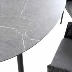 Montebello Black Rope & Aluminium 6-Seater Outdoor Dining Set – Grey Marble Ceramic Oval Table -Daals Store OD DINE 1072 BLACK detail4
