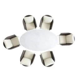 Montebello White and Taupe Rope β Marble Ceramic Oval 6-Seater Dining Set 16 Montebello White and Taupe Rope β Marble Ceramic Oval 6-Seater Dining Set -Daals Store OD DINE 1072 WHITE WB2