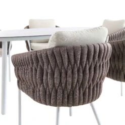 Montebello White and Taupe Rope β Marble Ceramic Oval 6-Seater Dining Set 21 Montebello White and Taupe Rope β Marble Ceramic Oval 6-Seater Dining Set -Daals Store OD DINE 1072 WHITE detail2