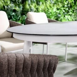 Montebello White and Taupe Rope β Marble Ceramic Oval 6-Seater Dining Set 14 Montebello White and Taupe Rope β Marble Ceramic Oval 6-Seater Dining Set -Daals Store OD DINE 1072 WHITE scene2