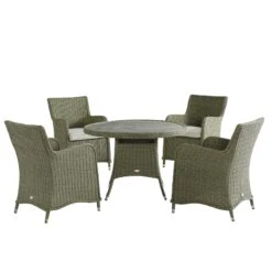 Hampshire 4-Seater Round Wicker Rattan Dining Set, Desert Sage 23 Hampshire 4-Seater Round Wicker Rattan Dining Set, Desert Sage -Daals Store OD DINE 110 GREEN SET WB1