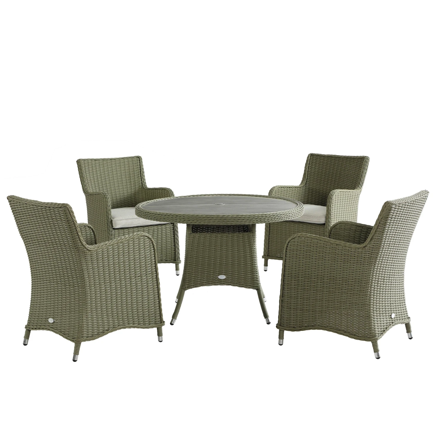 Hampshire 4-Seater Round Wicker Rattan Dining Set, Desert Sage 7 Hampshire 4-Seater Round Wicker Rattan Dining Set, Desert Sage - Image 7