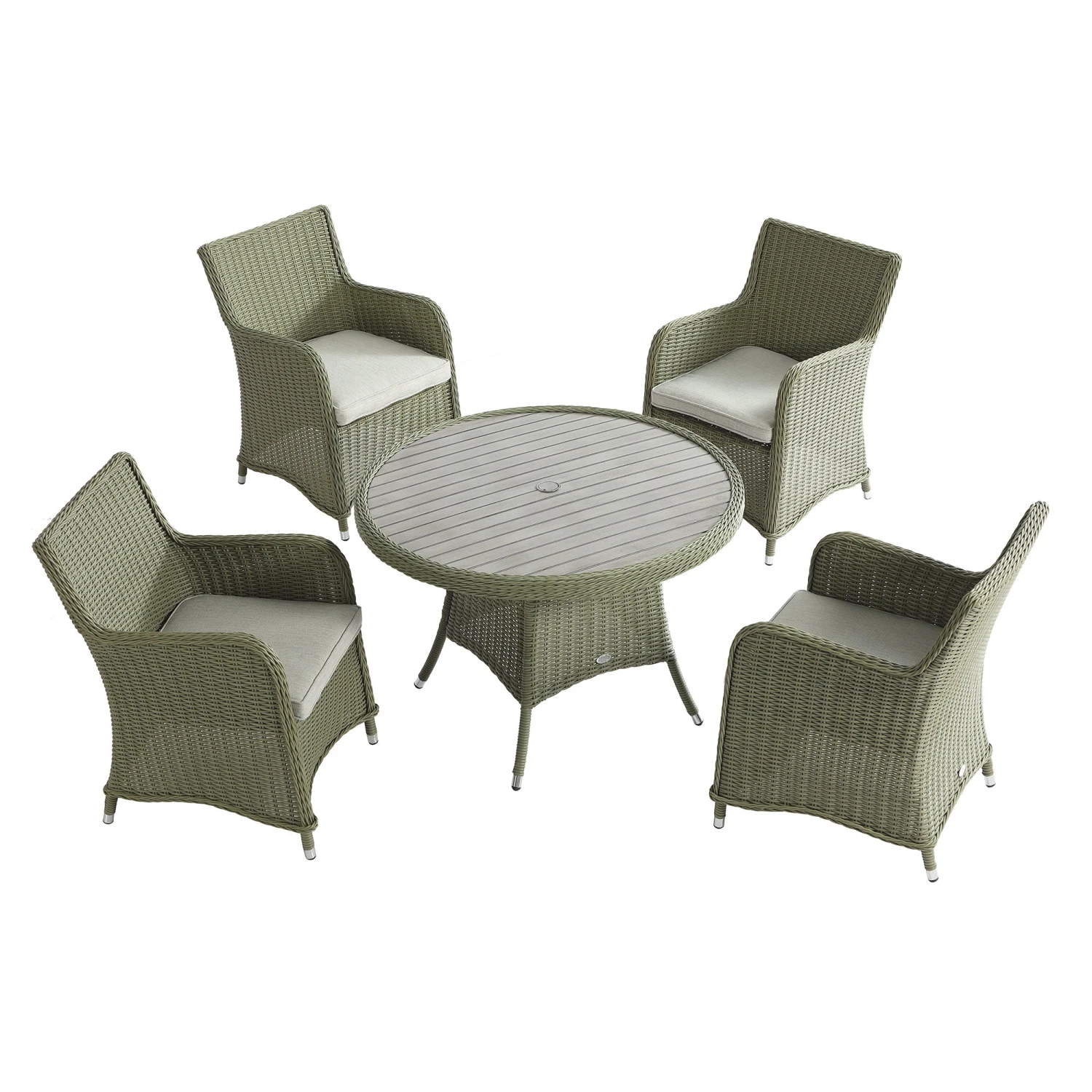Hampshire 4-Seater Round Wicker Rattan Dining Set, Desert Sage 8 Hampshire 4-Seater Round Wicker Rattan Dining Set, Desert Sage - Image 8