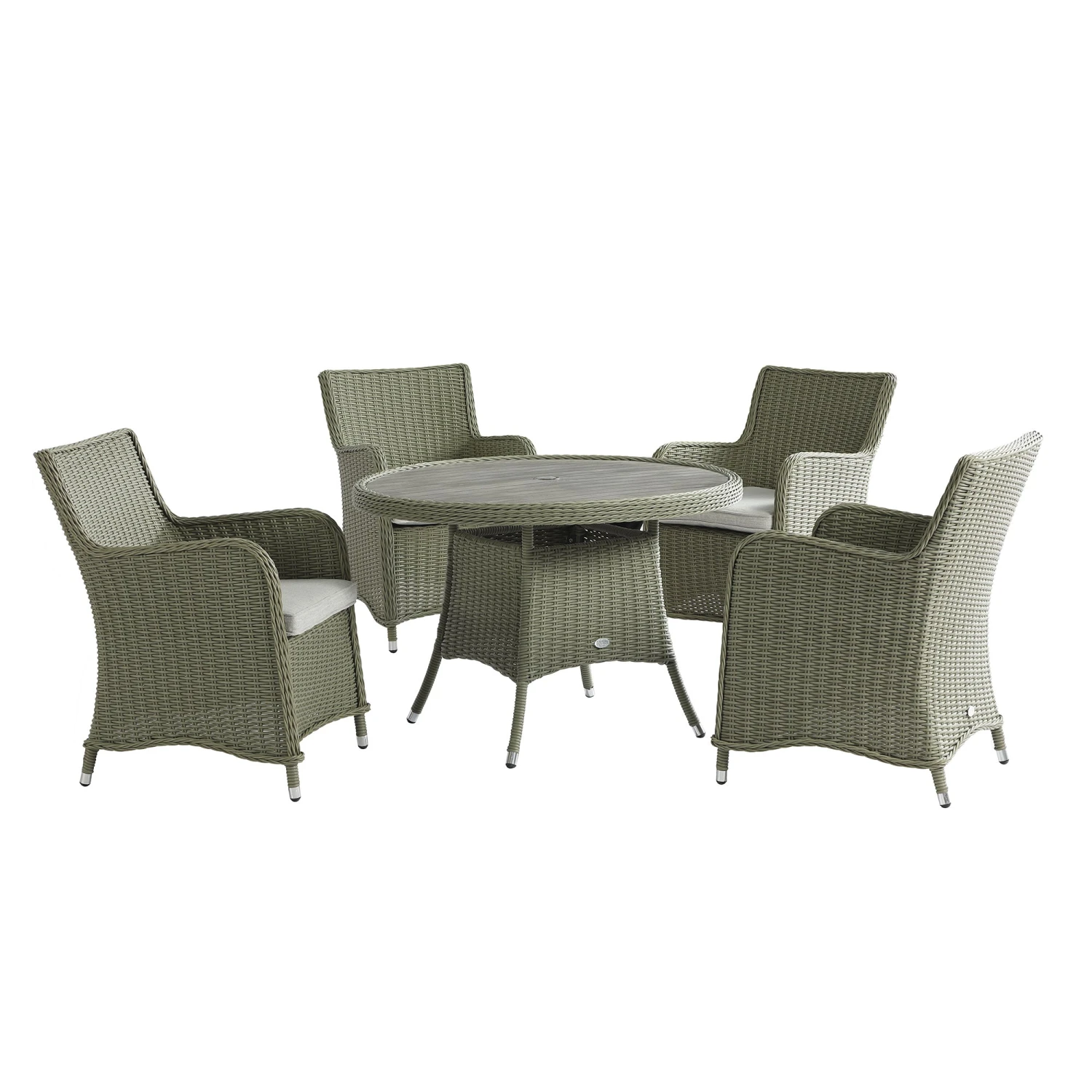 Hampshire 4-Seater Round Wicker Rattan Dining Set, Desert Sage 10 Hampshire 4-Seater Round Wicker Rattan Dining Set, Desert Sage - Image 10