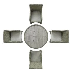 Hampshire 4-Seater Round Wicker Rattan Dining Set, Desert Sage 27 Hampshire 4-Seater Round Wicker Rattan Dining Set, Desert Sage -Daals Store OD DINE 110 GREEN SET WB4