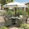 Hampshire 4-Seater Round Wicker Rattan Dining Set in Desert Sage β Grey Cushions & Wood Effect Slats 10 Hampshire 4-Seater Round Wicker Rattan Dining Set in Desert Sage β Grey Cushions & Wood Effect Slats -Daals Store OD DINE 110 GREEN SET main