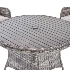 Hampshire Light Grey Round Wicker 4-Seater Dining Set – Wood-Effect Aluminium Top & Armchairs -Daals Store OD DINE 110 LGREY SET detail1