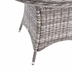 Hampshire Light Grey Round Wicker 4-Seater Dining Set – Wood-Effect Aluminium Top & Armchairs -Daals Store OD DINE 110 LGREY SET detail3