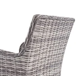 Hampshire Light Grey Round Wicker 4-Seater Dining Set – Wood-Effect Aluminium Top & Armchairs -Daals Store OD DINE 110 LGREY SET detail5