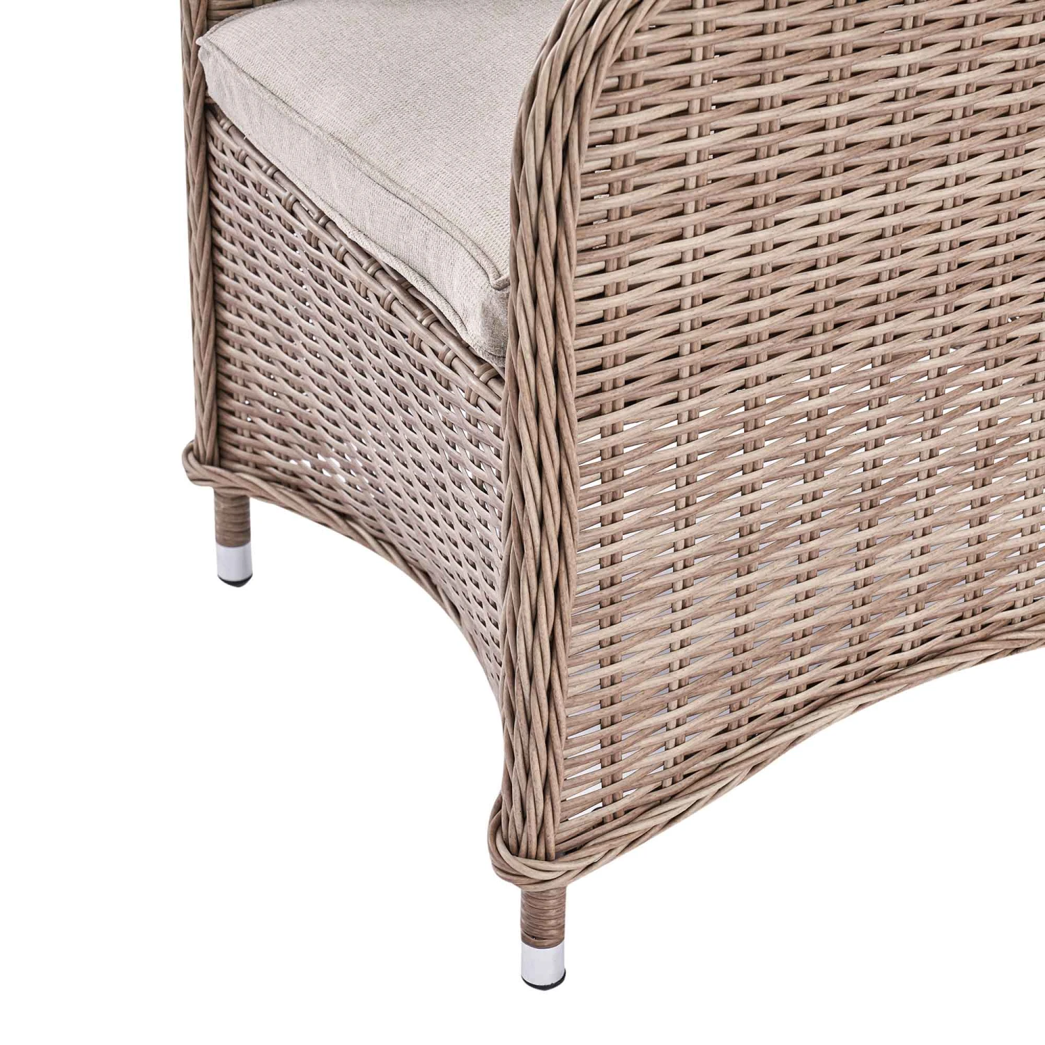 Hampshire 4-Seater Round Wicker Rattan Dining Set in Natural β Weatherproof Garden Furniture with Wood-Effect Table 10 Hampshire 4-Seater Round Wicker Rattan Dining Set in Natural β Weatherproof Garden Furniture with Wood-Effect Table - Image 10