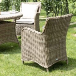 Hampshire 4-Seater Round Wicker Rattan Dining Set in Natural β Weatherproof Garden Furniture with Wood-Effect Table 16 Hampshire 4-Seater Round Wicker Rattan Dining Set in Natural β Weatherproof Garden Furniture with Wood-Effect Table -Daals Store OD DINE 110 NAT SET scene2