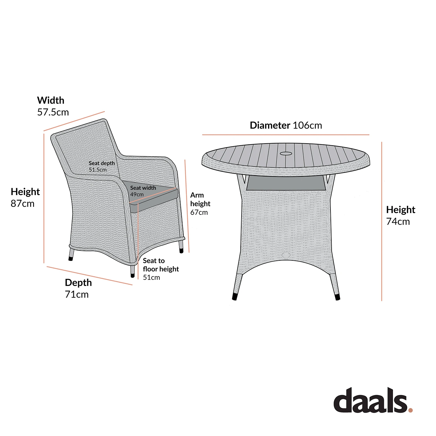 Hampshire 4-Seater Round Wicker Rattan Dining Set in Natural β Weatherproof Garden Furniture with Wood-Effect Table 8 Hampshire 4-Seater Round Wicker Rattan Dining Set in Natural β Weatherproof Garden Furniture with Wood-Effect Table - Image 8