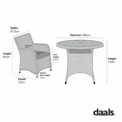 Hampshire 4-Seater Round Wicker Rattan Dining Set, Desert Sage 25 Hampshire 4-Seater Round Wicker Rattan Dining Set, Desert Sage -Daals Store OD DINE 110 SET CHART