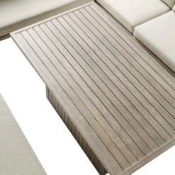 Earlswood Washed Wood Effect Aluminium 9-10 Seater Large Corner Sofa Set with Dual-Height Rising Table in Beige -Daals Store OD DINE 1245 NAT detail3