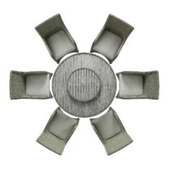 Hampshire 6-Seater Round Wicker Rattan Dining Set With Lazy Susan & Ice Bucket, Desert Sage 29 Hampshire 6-Seater Round Wicker Rattan Dining Set With Lazy Susan & Ice Bucket, Desert Sage -Daals Store OD DINE 135 GREEN SET WB4