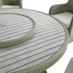 Hampshire 6-Seater Round Wicker Rattan Dining Set With Lazy Susan & Ice Bucket, Desert Sage 30 Hampshire 6-Seater Round Wicker Rattan Dining Set With Lazy Susan & Ice Bucket, Desert Sage -Daals Store OD DINE 135 GREEN SET detail1
