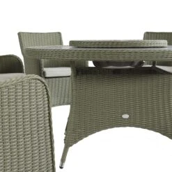 Hampshire 6-Seater Round Wicker Rattan Dining Set With Lazy Susan & Ice Bucket, Desert Sage 33 Hampshire 6-Seater Round Wicker Rattan Dining Set With Lazy Susan & Ice Bucket, Desert Sage -Daals Store OD DINE 135 GREEN SET detail4